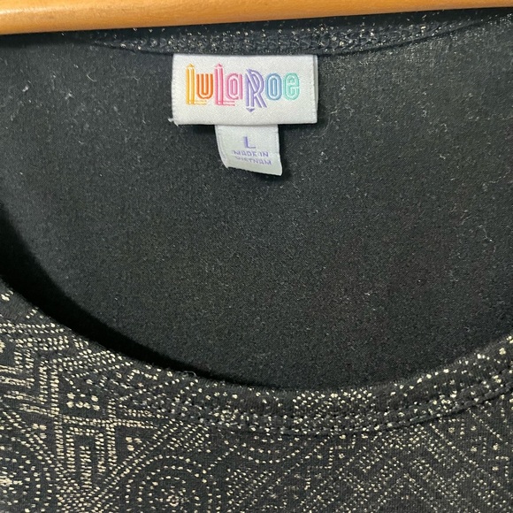 LuLaRoe Maxi Dress Sz Large Black And Gold Pattern, Stretchy RN 142161 - Picture 4 of 9